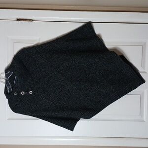 Karen Scott Gray Poncho Sweater Preppy Cozy Cottage Size L XL